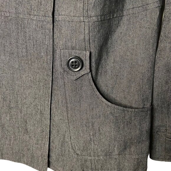 Sandro Jacket Women S Chambray Denim Gray Stretch Double Breasted Empire‎ Waist - Picture 5 of 7